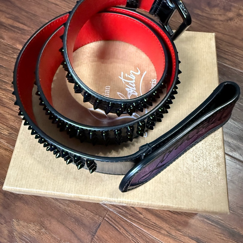 Men's Black and Red Spiked Belt for sale size 110